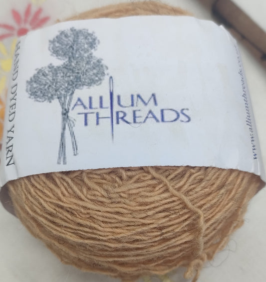 Dusky Orange ply Romney Cross Shetland regenerative yarn