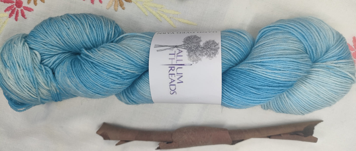 Sky blue merino nylon four ply yarn