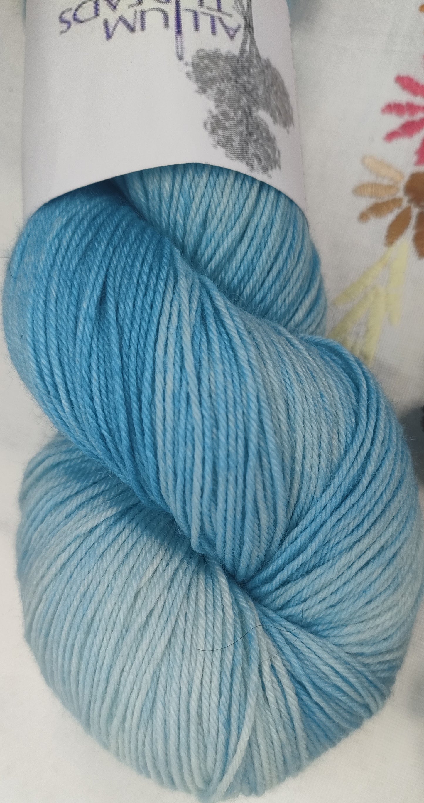 Sky blue merino nylon four ply yarn