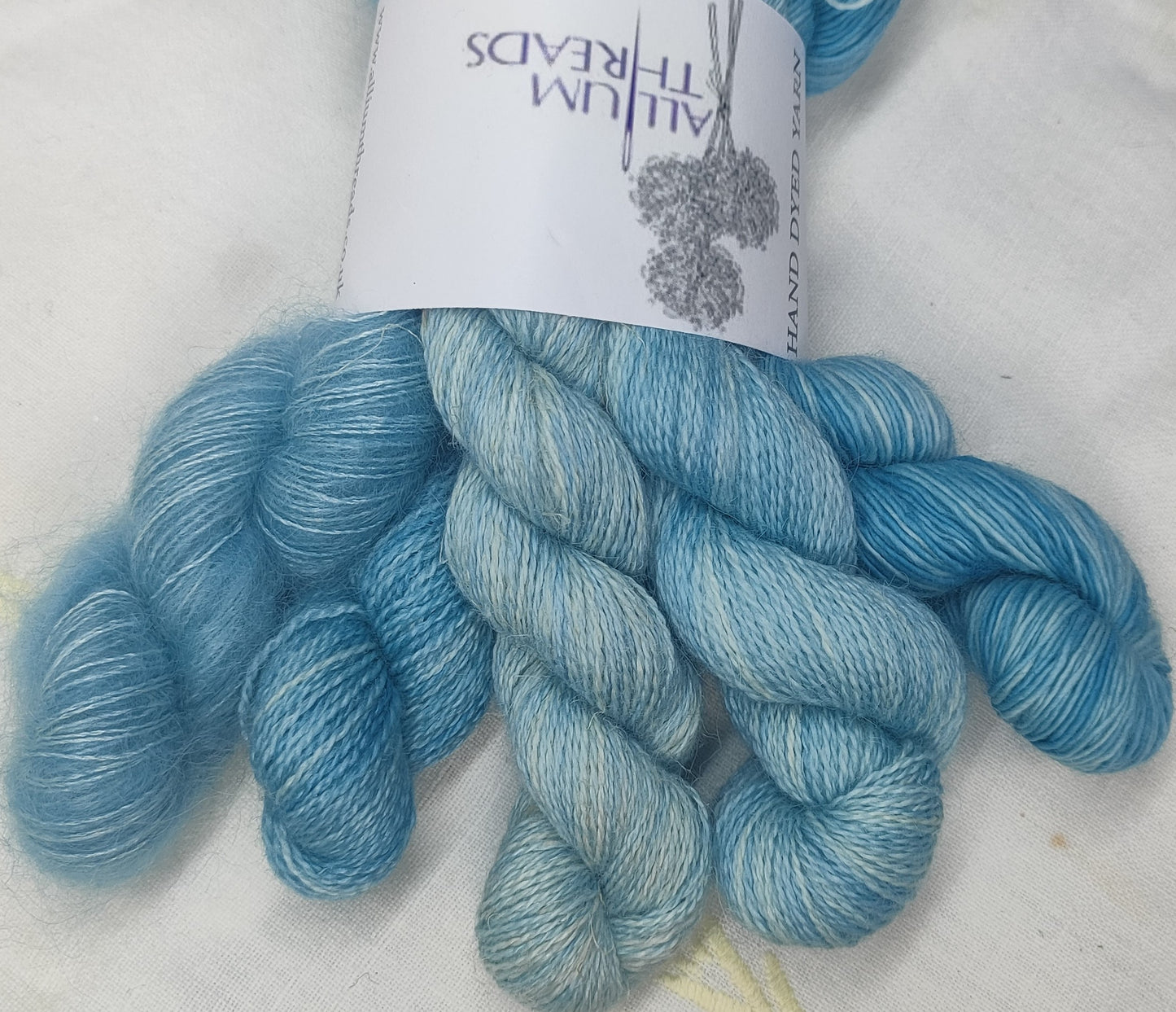 Sky blue lace weight yarn mini set