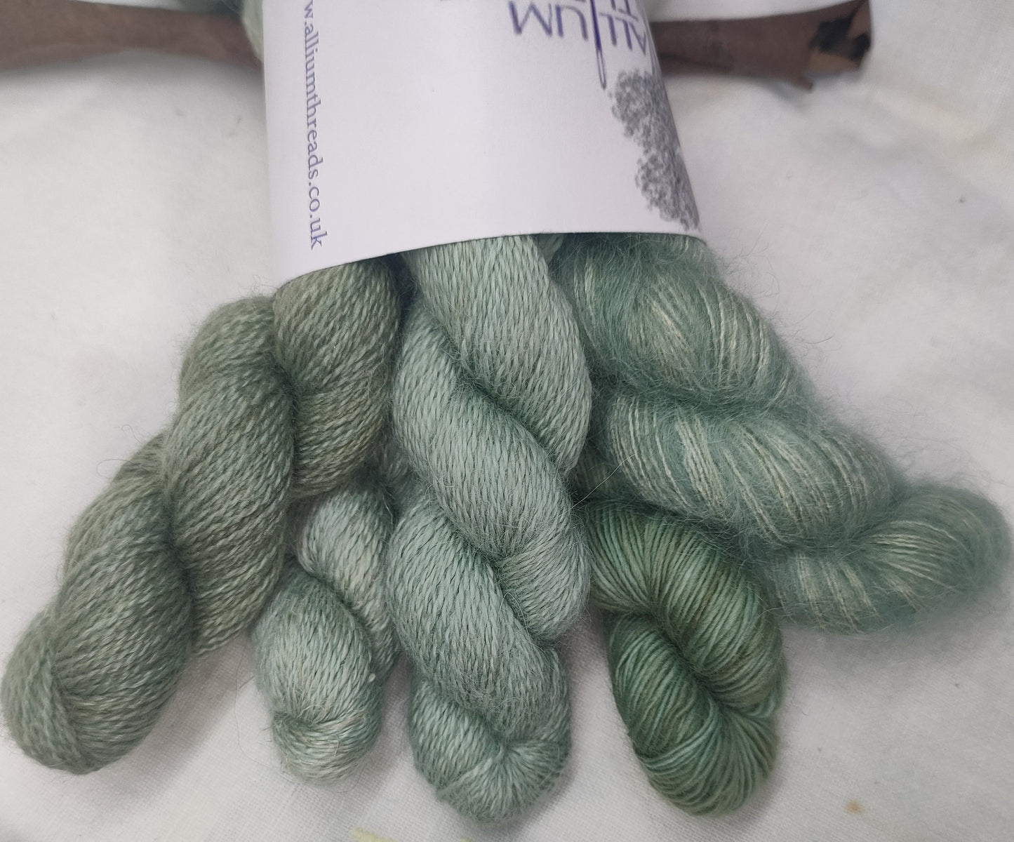 Green lace weight yarn mini set