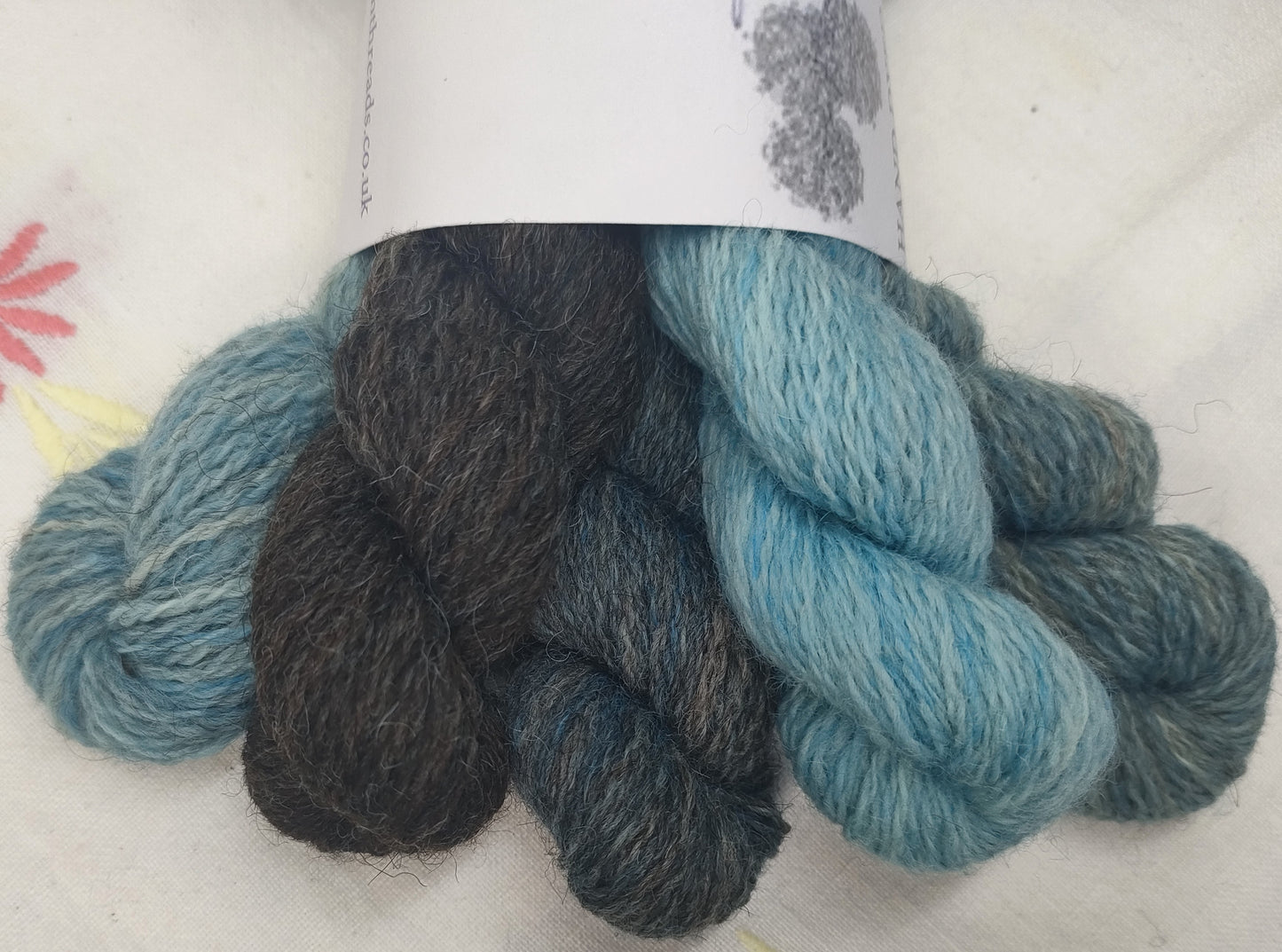 Blue sea and sky BFL/Masham four ply yarn mini set