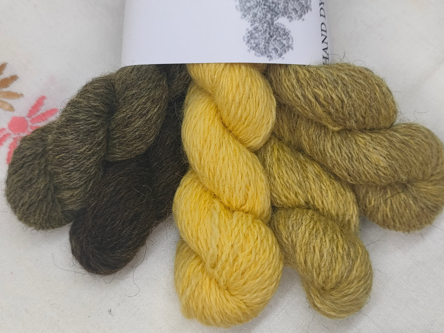 Yellow and green BFL/Masham four ply yarn mini set