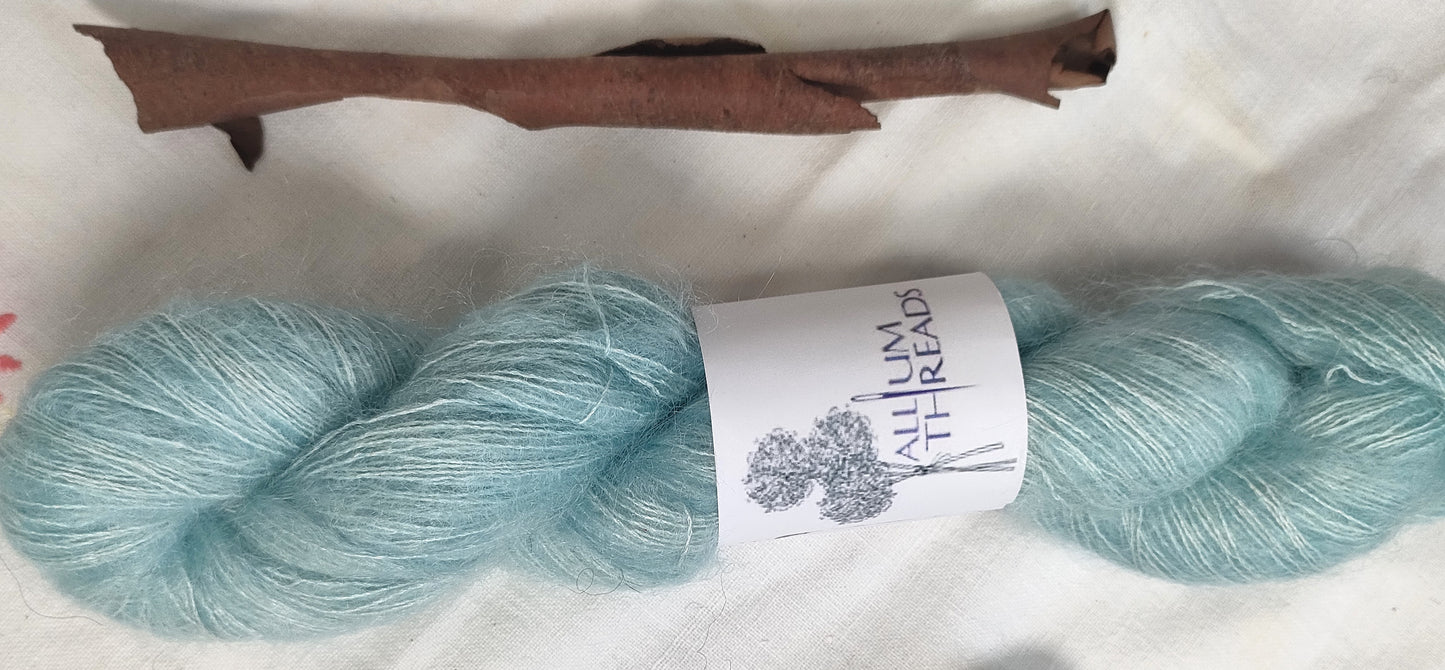 Turquoise blue Seedhead mohair silk lace