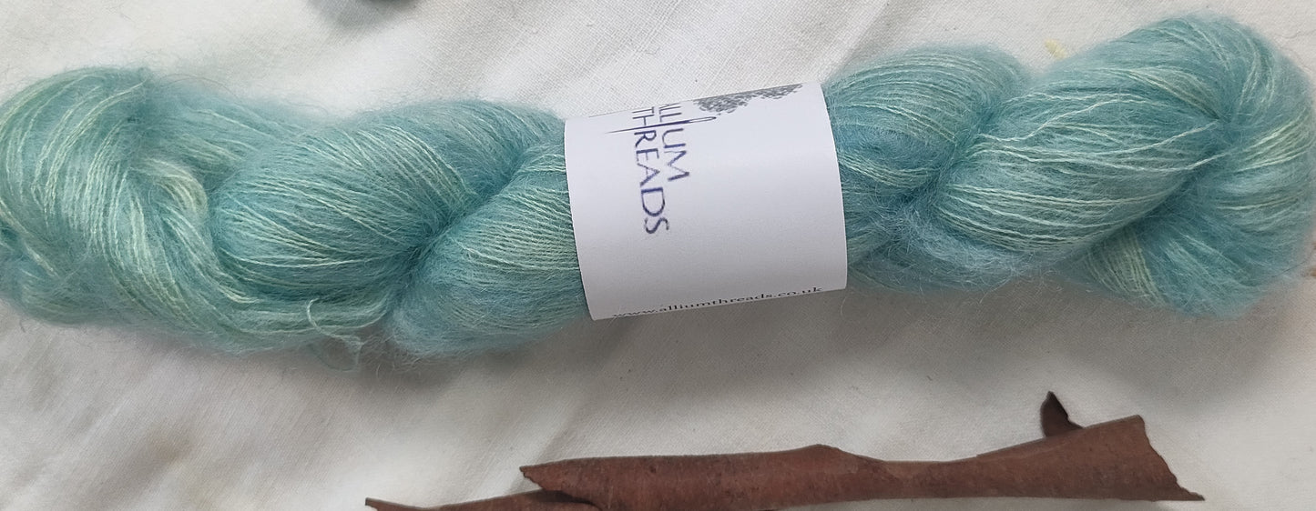 Bluey green Seedhead mohair silk lace