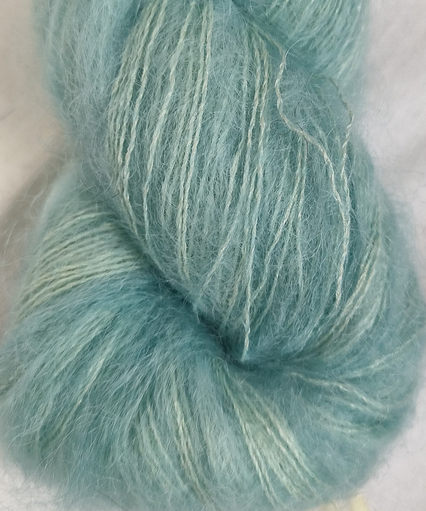 Bluey green Seedhead mohair silk lace
