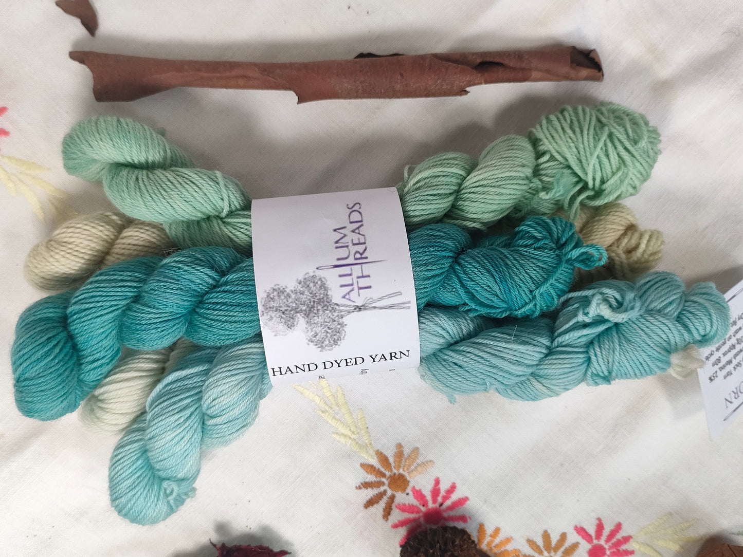 Blues and green merino nylon and BFL four ply mini set