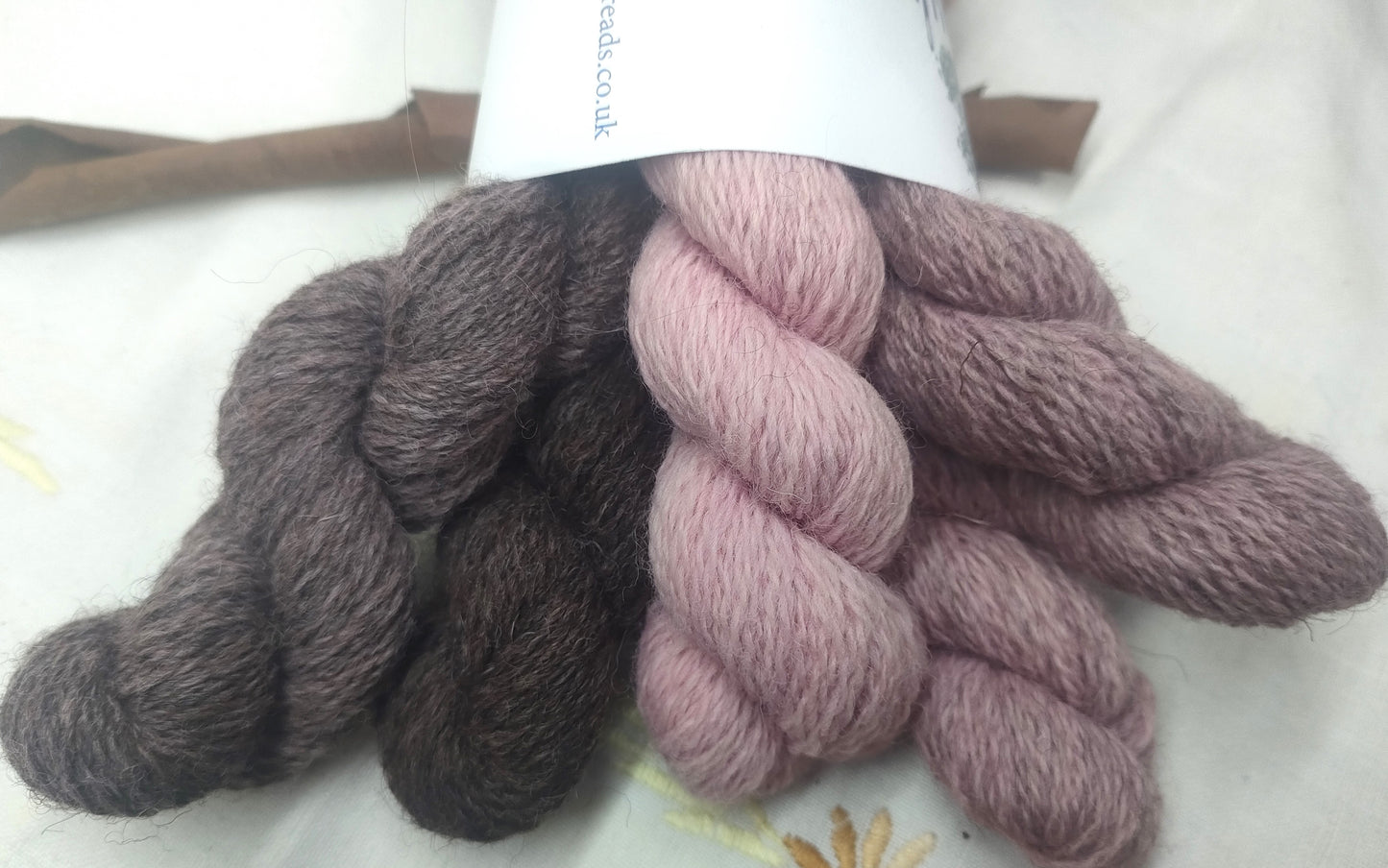 Mid pink BFL/Masham four ply yarn mini set