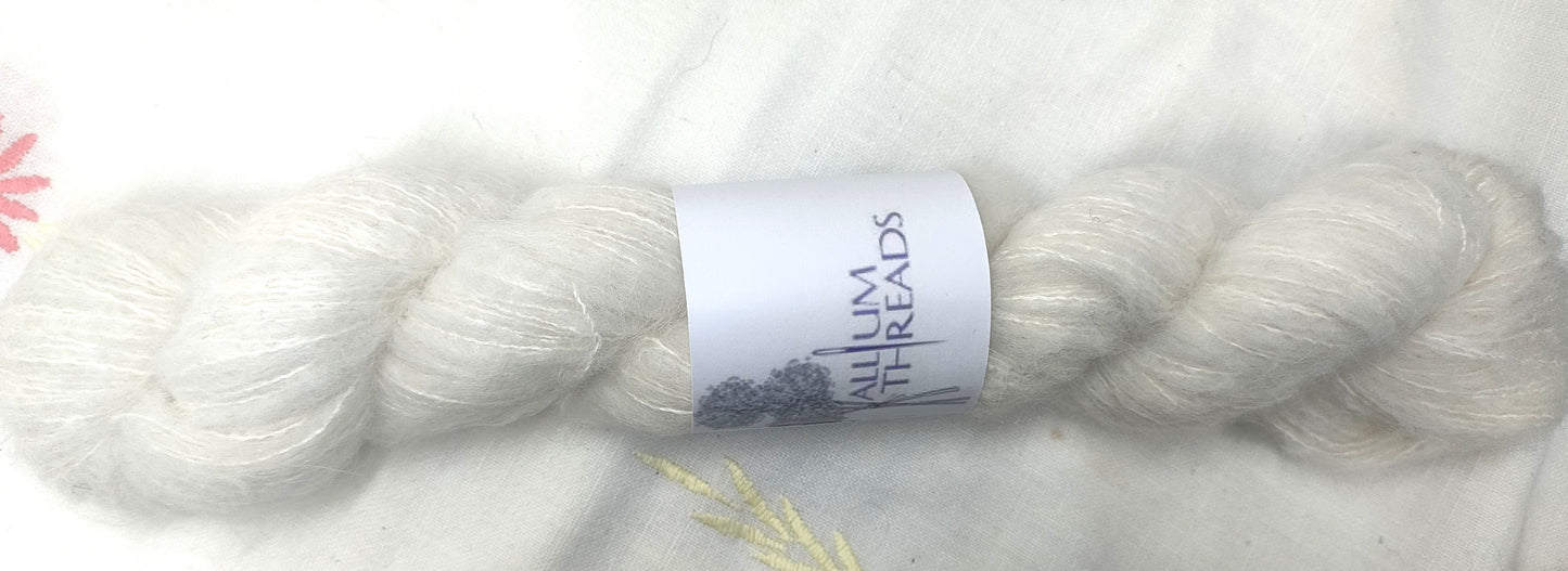 White undyed lace Umbel Suri silk