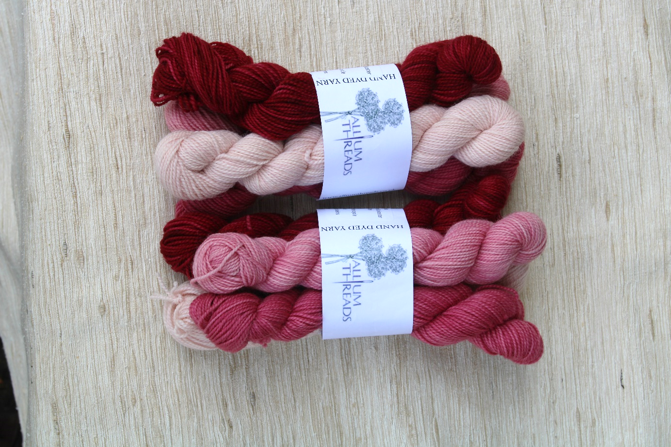 Shades of pink four ply yarn mini set