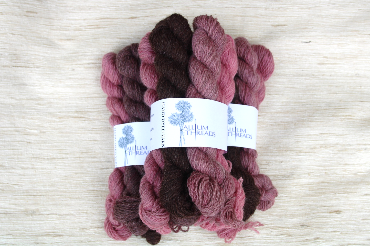 Pink BFL/Masham four ply yarn mini set