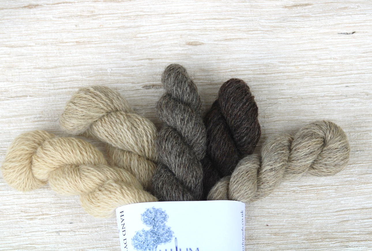 Gold and grey BFL/Masham four ply yarn mini set