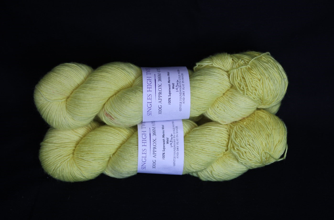 Bright yellow four ply merino singles high twist yarn