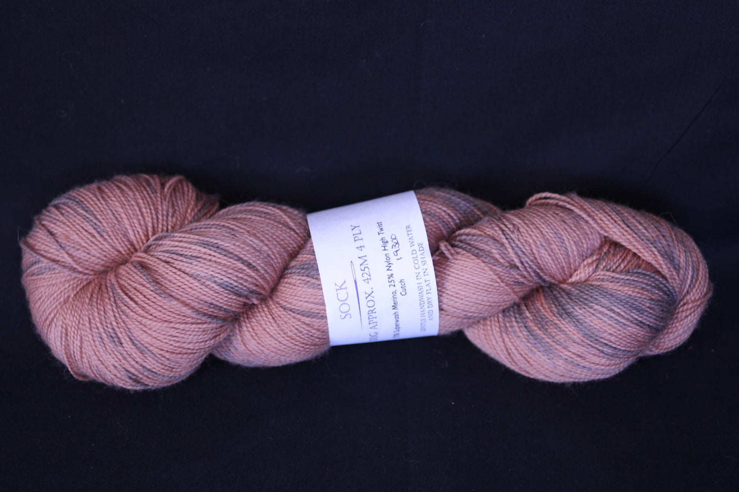 Copper and grey Merino nylon high twist four ply yarn