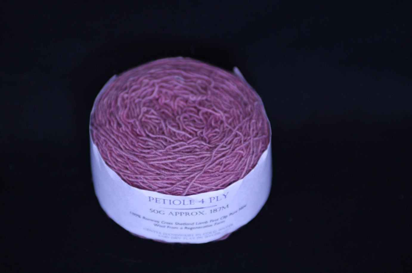 Pink four ply Romney Cross Shetland regenerative yarn 50g