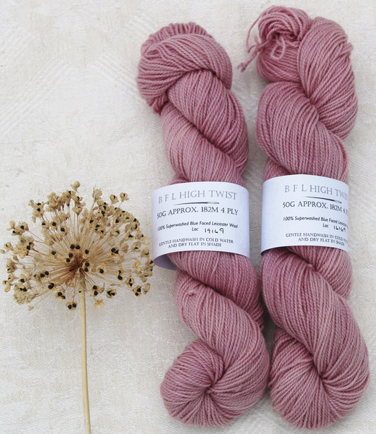 Pink Twig Blue Faced Leicester high twist 4 ply 50g